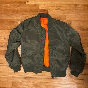 ESNTLS Olive Cropped Bomber Jacket